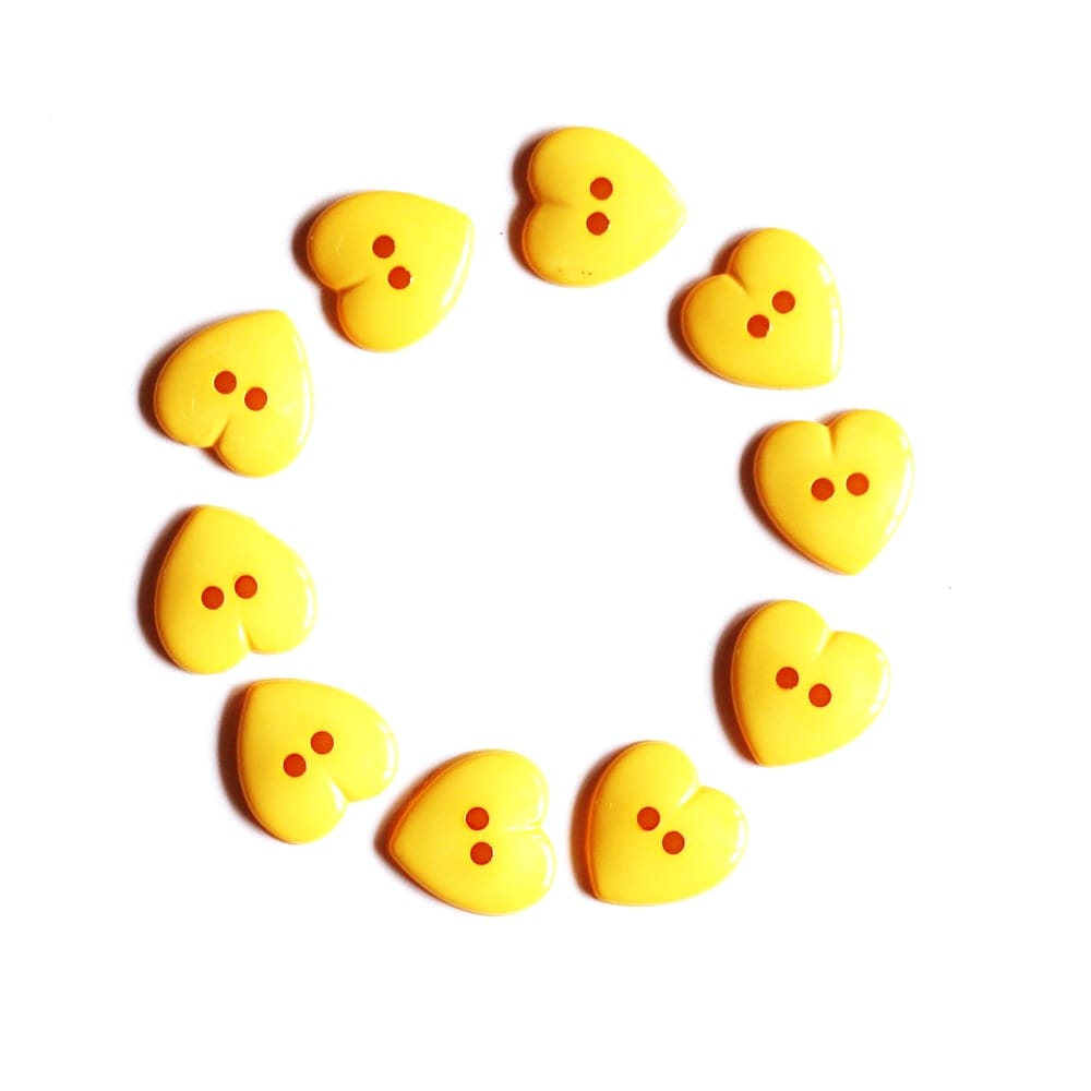 Large Plastic Heart shaped Buttons - Yellow capb47 Large Plastic Heart shaped Buttons - Yellow