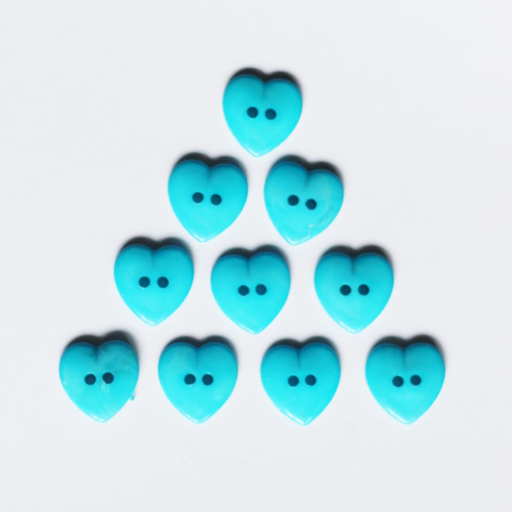 Large Plastic Heart shaped Buttons - Turquoise