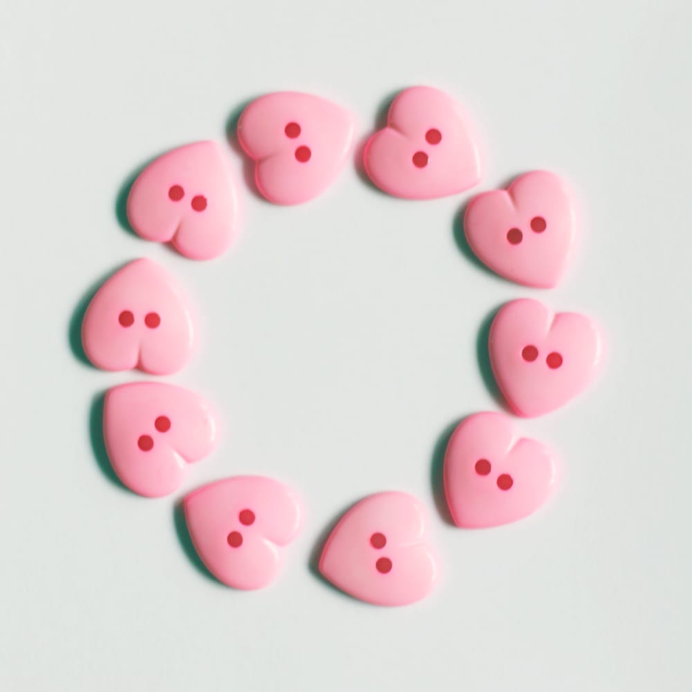 Large Plastic Heart shaped Buttons - Light Pink