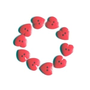 Large Plastic Heart shaped Buttons - Red