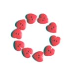 Large Plastic Heart shaped Buttons - Red