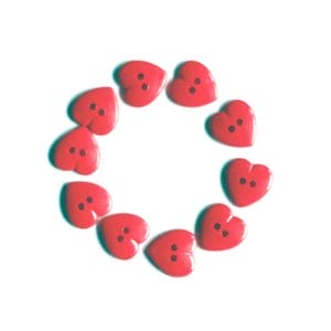 Large Plastic Heart shaped Buttons - Red