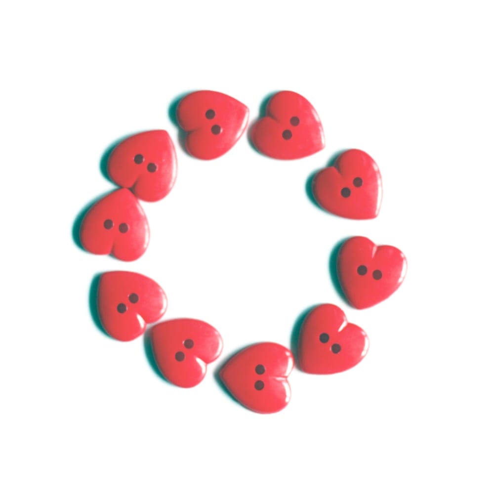 Large Plastic Heart shaped Buttons - Red
