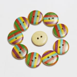 Wooden Circle Shape Button Pattern 8 - Big
