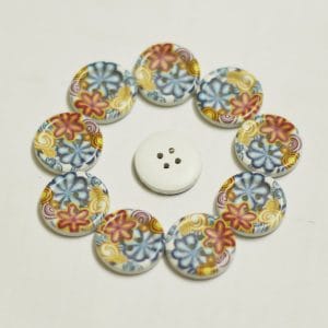 Wooden Circle Shape Button Pattern 9 - Big