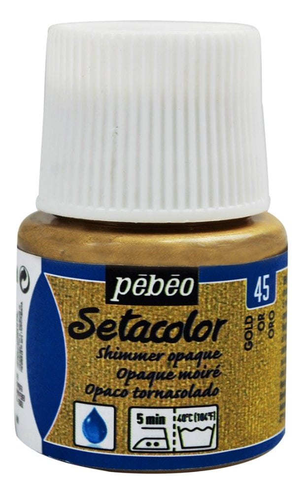 Pebeo Setacolor Shimmer Opaque Fabric Paint 45 ml - Gold 295045 9204 Pebeo Setacolor Shimmer Opaque Fabric Paint 45 ml - Gold