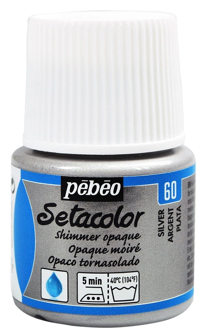 Pebeo Setacolor Shimmer Opaque Fabric Paint 45 ml - Silver 295060 9207 Pebeo Setacolor Shimmer Opaque Fabric Paint 45 ml - Silver