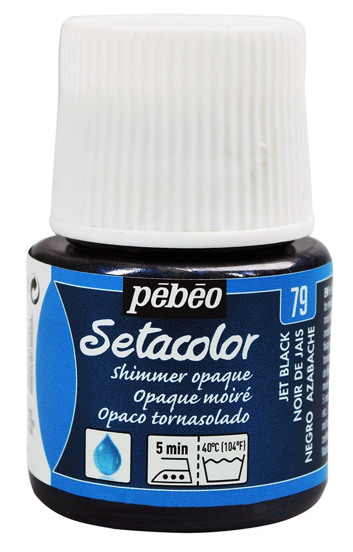 Pebeo Setacolor Shimmer Opaque Fabric Paint 45 ml - Jet Black 295079 9215 Pebeo Setacolor Shimmer Opaque Fabric Paint 45 ml - Jet Black