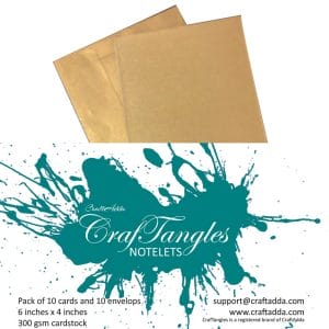 CrafTangles Notelets (Card bases and coordinating envelopes) - Gold (10 pcs)
