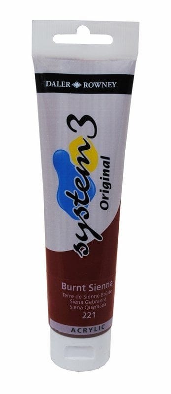 Daler Rowney System 3 Original Acrylic 150 ml - Burnt Sienna system3 original acrylic colour 150ml burnt sienna Daler Rowney System 3 Original Acrylic 150 ml - Burnt Sienna