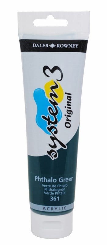 Daler Rowney System 3 Original Acrylic 150 ml - Phthalo Green system3 original acrylic colour 150ml phthalo green Daler Rowney System 3 Original Acrylic 150 ml - Phthalo Green