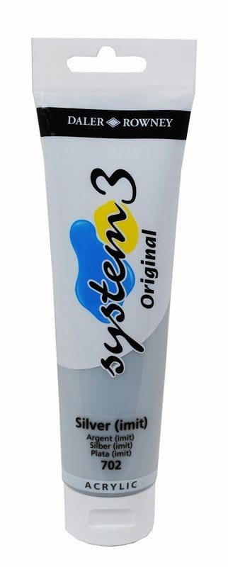 Daler Rowney System 3 Original Acrylic 150 ml - Silver Hue system3 original acrylic colour 150ml silver imit Daler Rowney System 3 Original Acrylic 150 ml - Silver Hue