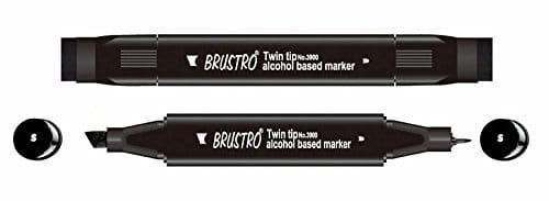 Brustro Twin Tip Alcohol Based Marker - Black brustro black Brustro Twin Tip Alcohol Based Marker - Black