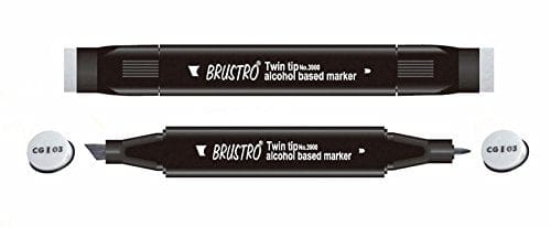 Brustro Twin Tip Alcohol Based Marker - Cool Grey II 03 brustro cool grey ii 03 Brustro Twin Tip Alcohol Based Marker - Cool Grey II 03