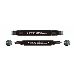 Brustro Twin Tip Alcohol Based Marker - Brustro Twin Tip Alcohol Based Marker - Cool Grey II 7
