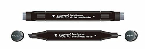 Brustro Twin Tip Alcohol Based Marker - Brustro Twin Tip Alcohol Based Marker - Cool Grey II 7