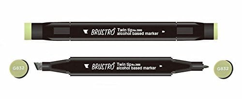 Brustro Twin Tip Alcohol Based Marker - Fern Green brustro fern green Brustro Twin Tip Alcohol Based Marker - Fern Green