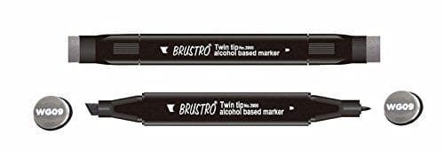 Brustro Twin Tip Alcohol Based Marker - Warm Grey 9 brustro warm grey 09 Brustro Twin Tip Alcohol Based Marker - Warm Grey 9