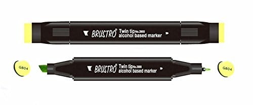 Brustro Twin Tip Alcohol Based Marker - Yellow Green brustro yellow green Brustro Twin Tip Alcohol Based Marker - Yellow Green