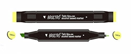 Brustro Twin Tip Alcohol Based Marker - Yellow Green brustro yellow green Brustro Twin Tip Alcohol Based Marker - Yellow Green