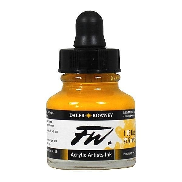 Daler-Rowney FW Acrylic Artists Ink 29.5ML - Brill Yellow 160029607 brill yellow Daler-Rowney FW Acrylic Artists Ink 29.5ML - Brill Yellow
