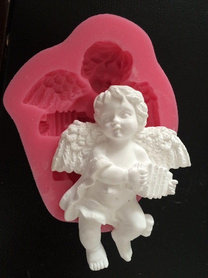Angel with Electronic Organ Silicone Clay Mould - Design 1 camold187 angel 1 Angel with Electronic Organ Silicone Clay Mould - Design 1