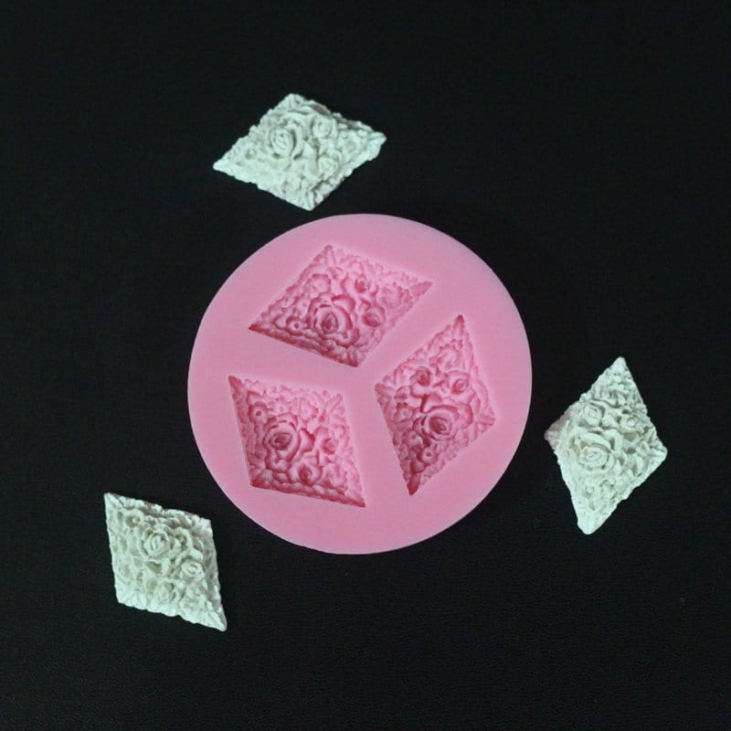 Floral Diamonds Silicone Clay Mould camold194 diamond floral Floral Diamonds Silicone Clay Mould