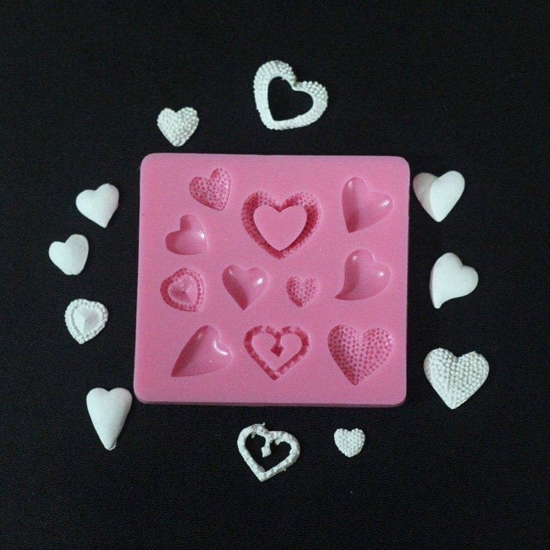 Mixed Hearts Square Silicone Clay Mould camold212 hearts square Mixed Hearts Square Silicone Clay Mould