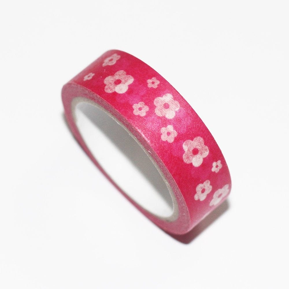 Floral (Design 4) - Pink - Japanese Washi Tape cawt 103 Floral (Design 4) - Pink - Japanese Washi Tape