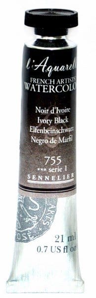 Sennelier l'Aquarelle French Artists' Watercolor 21 ML - Ivory Black n131535755 ivory black Sennelier l'Aquarelle French Artists' Watercolor 21 ML - Ivory Black