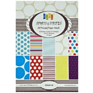 A5 Paper Pack - Sports and Stripes (Set of 30 sheets)