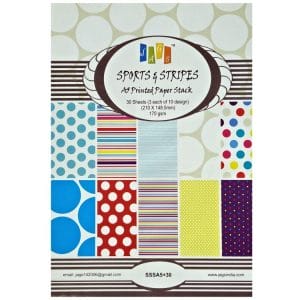A5 Paper Pack - Sports and Stripes (Set of 30 sheets)
