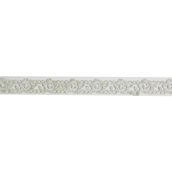Decorative Glitter Tape - Flowers and Vines (Silver)