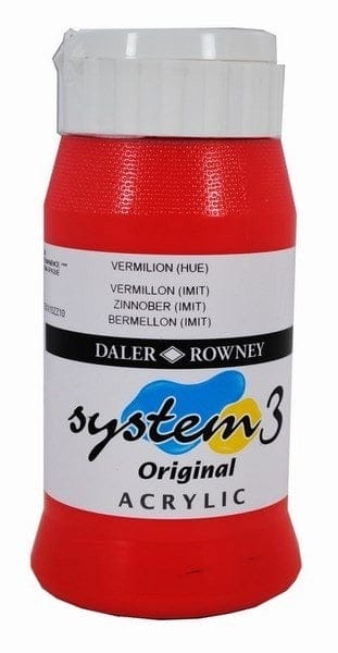 Daler Rowney System 3 Original Acrylic 500ML - Vermilion Hue