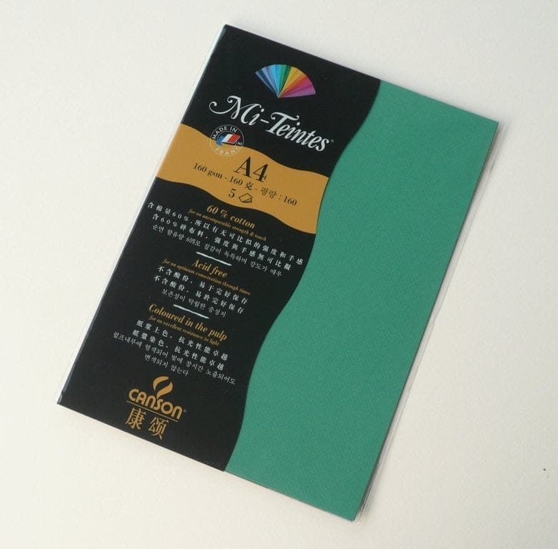 Canson Mi-Teintes A4 colour sheets 160gsm - Viridian 575 575 viridian Canson Mi-Teintes A4 colour sheets 160gsm - Viridian 575