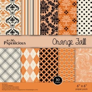 Papericious - Orange Fall (6 by 6 patterned paper)