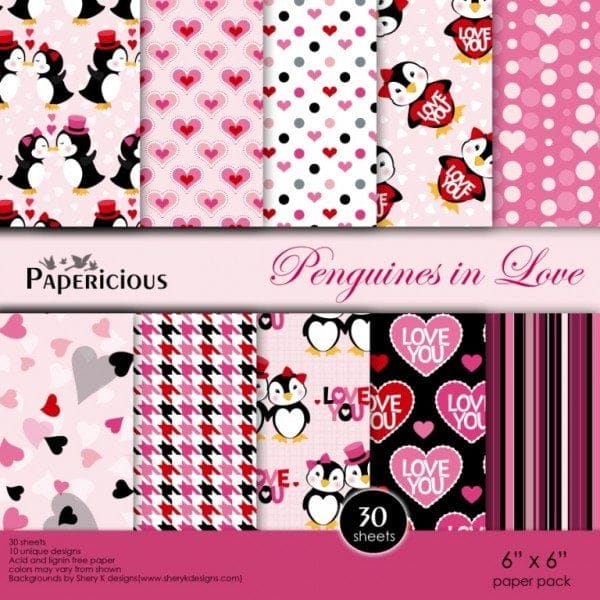 Papericious - Penguines in Love (6 by 6 paper) papericious designer edition paper pack 6x6 penguins in love Papericious - Penguines in Love (6 by 6 paper)
