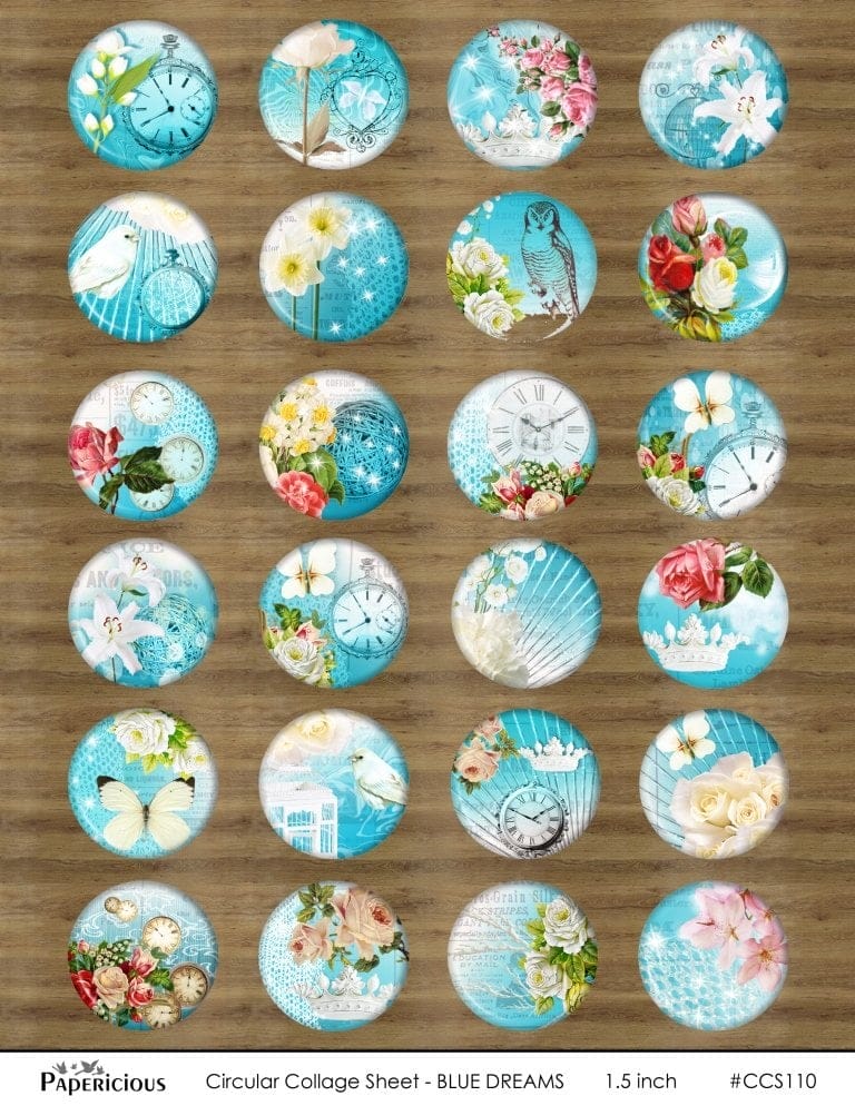Papericious Circular Collage Sheet - Blue Dreams papericious circuar collage sheets blue dream ccs110 Papericious Circular Collage Sheet - Blue Dreams