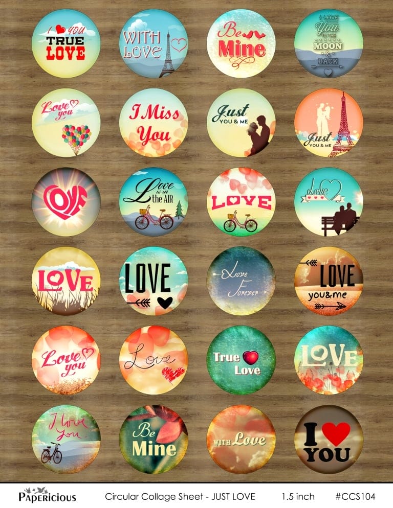 Papericious Circular Collage Sheet - Just Love papericious circuar collage sheets just love ccs104 Papericious Circular Collage Sheet - Just Love