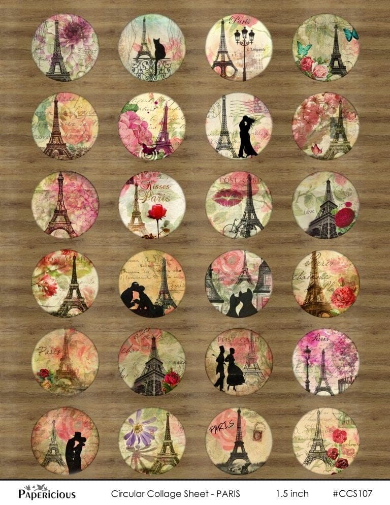 Papericious Circular Collage Sheet - Paris papericious circuar collage sheets paris ccs107 Papericious Circular Collage Sheet - Paris