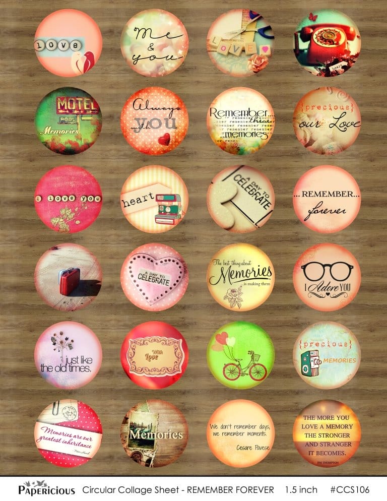 Papericious Circular Collage Sheet - Remember Forever papericious circuar collage sheets remember forever ccs106 Papericious Circular Collage Sheet - Remember Forever
