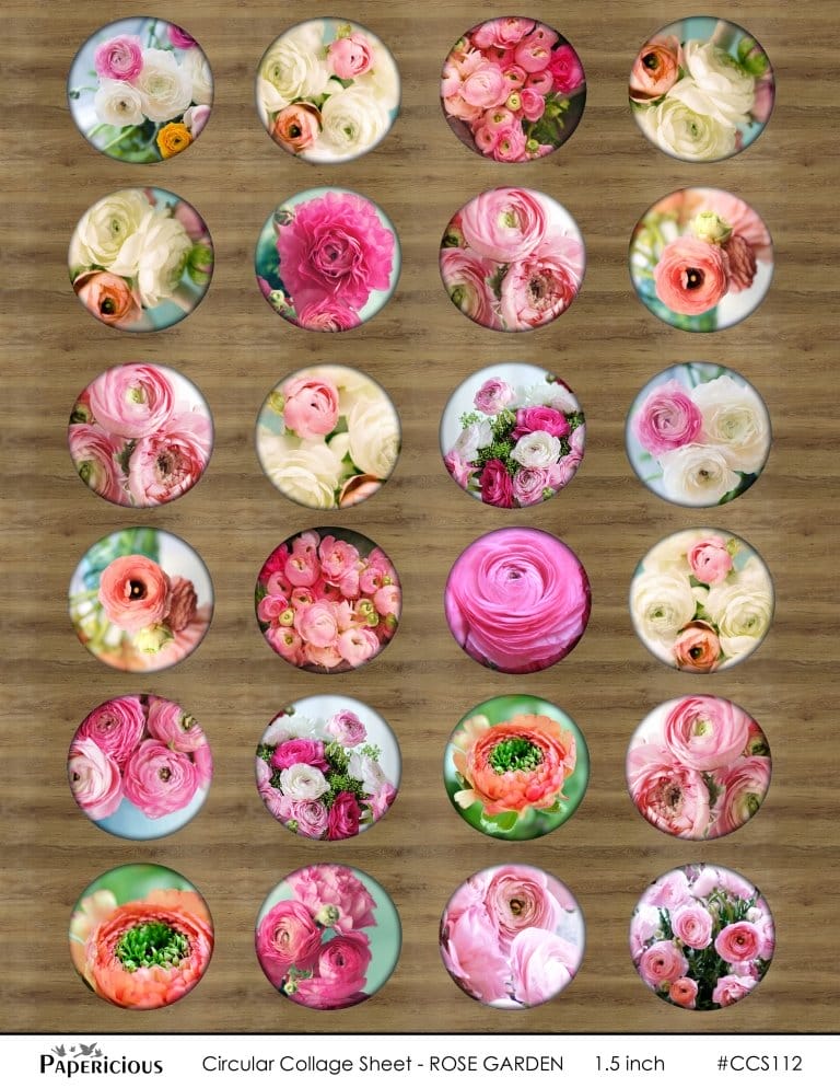 Papericious Circular Collage Sheet - Rose Garden