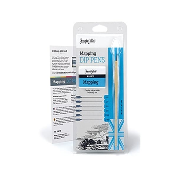 William Mitchell Joseph Gillott Mapping Dip Pens Set