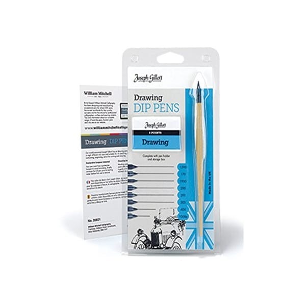 William Mitchell Joseph Gillott Drawing Dip Pens Set