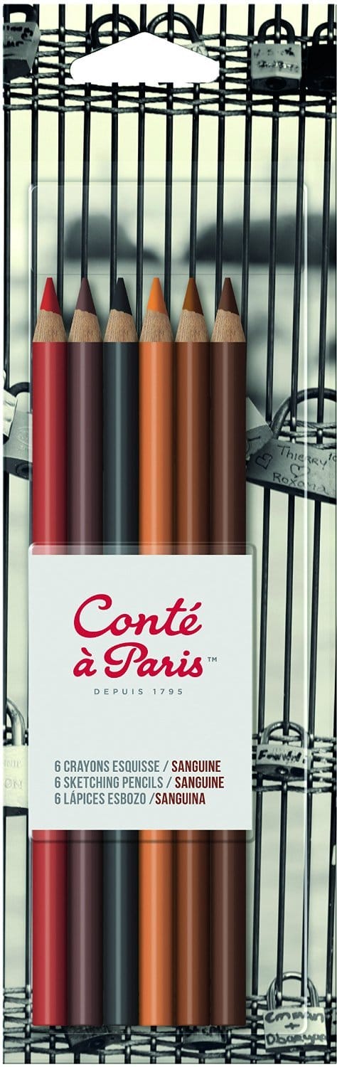 Conte A Paris Artist's Sketching Pencils Sanguine Set of 6 - Blister Pack