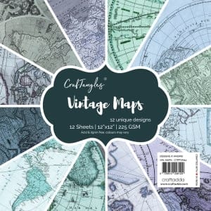 CrafTangles Scrapbook Paper Pack - Vintage Maps (12"x12")