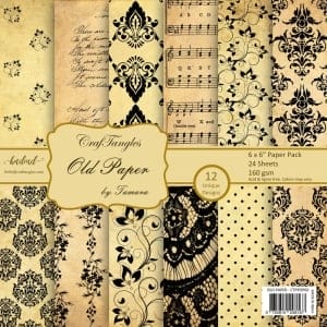 CrafTangles Scrapbook Paper Pack - Old Paper (6"x6")