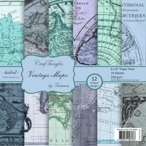 CrafTangles Scrapbook Paper Pack - Vintage Maps (6"x6")