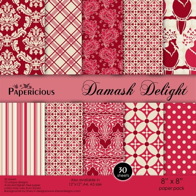 Papericious - Damask Delight (8 by 8 patterned paper) Papericious - Damask Delight (8 by 8 patterned paper)