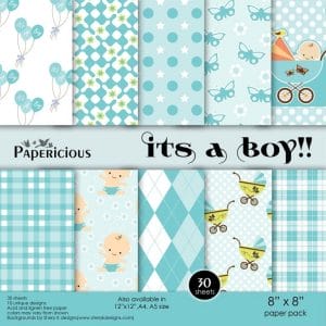 Papericious - Its a Boy (8 by 8 patterned paper)